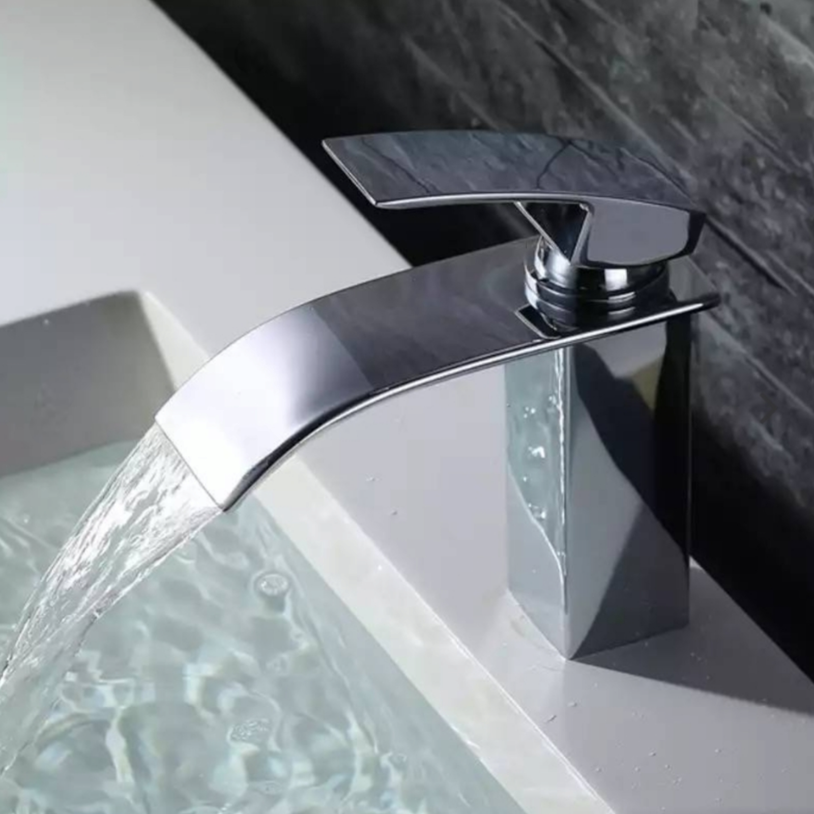 Каскаден стоящ смесител за умивалник, Сребрист TFDK-08