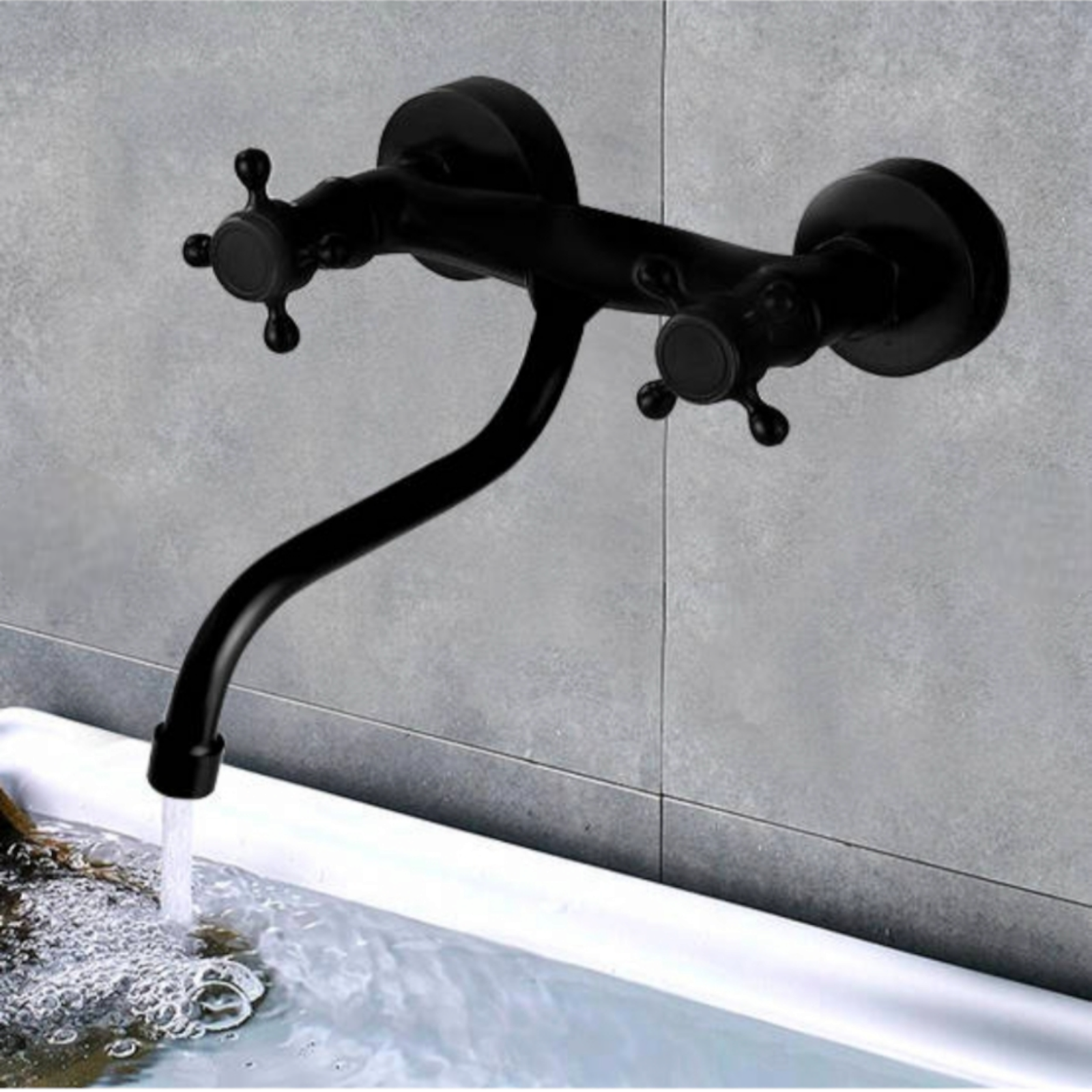 Стенен смесител в ретро стил, Черен DDM0066