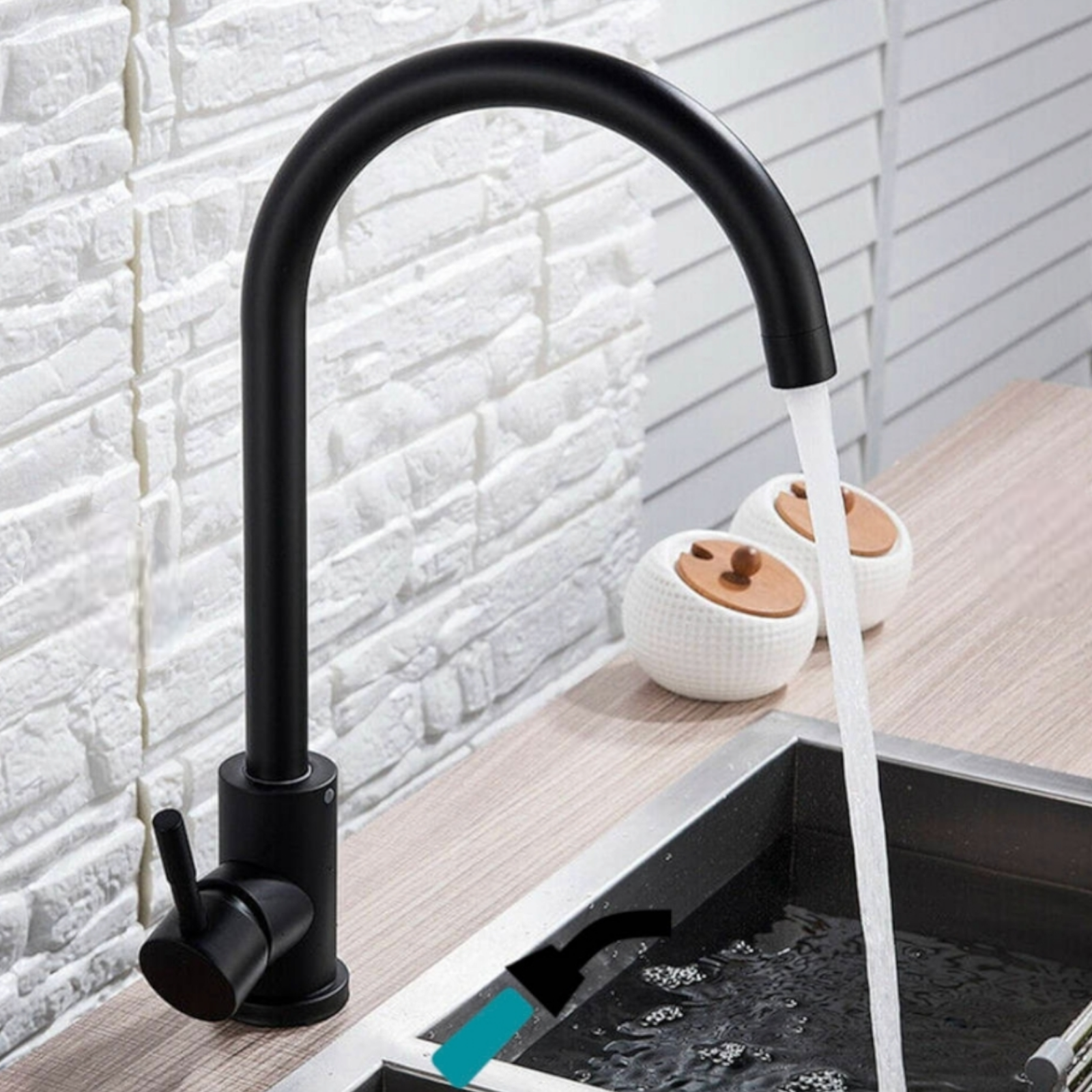 Смесител за кухня стоящ, Черен QC5115H