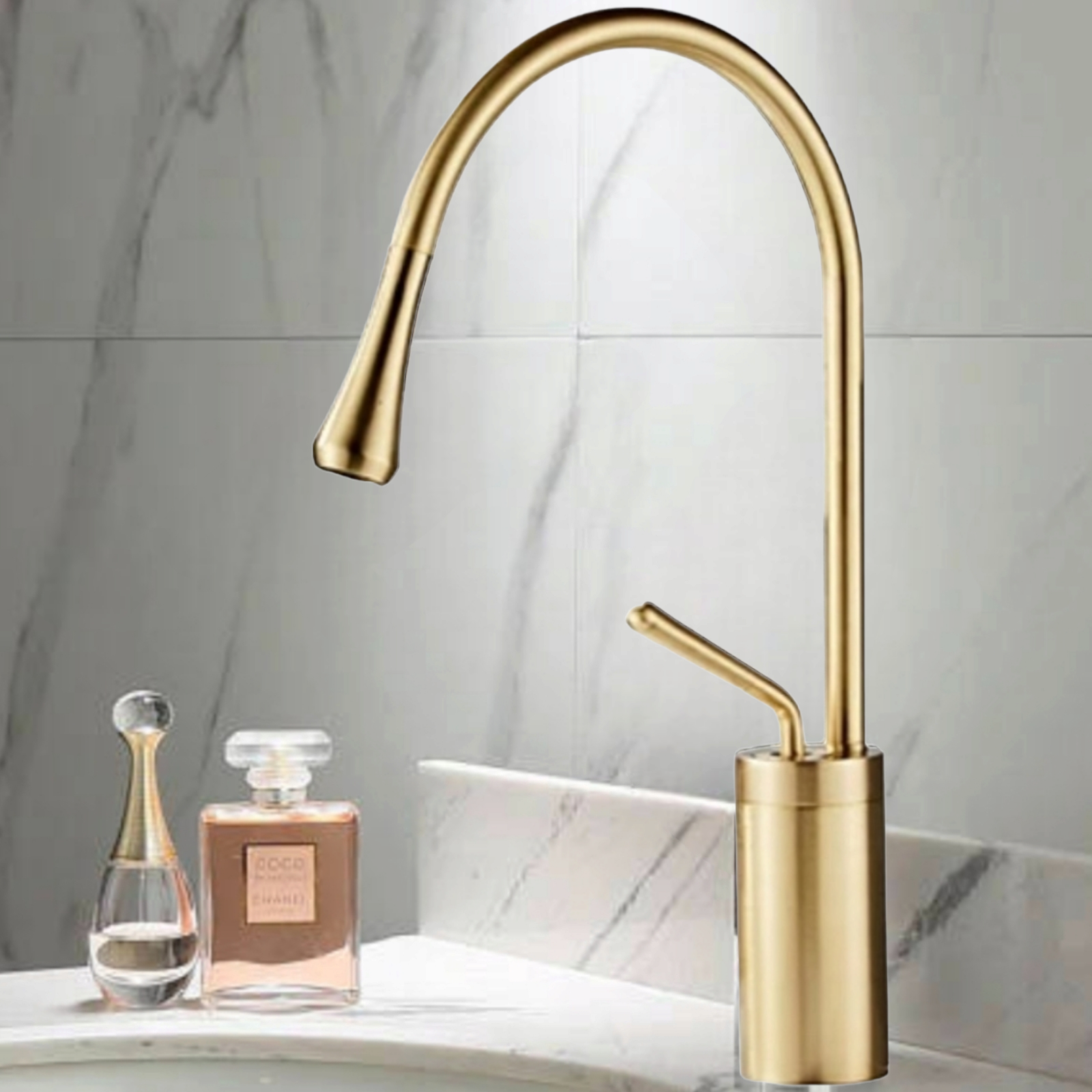 Смесител за умивалник стоящ, Златист WZY-325-B