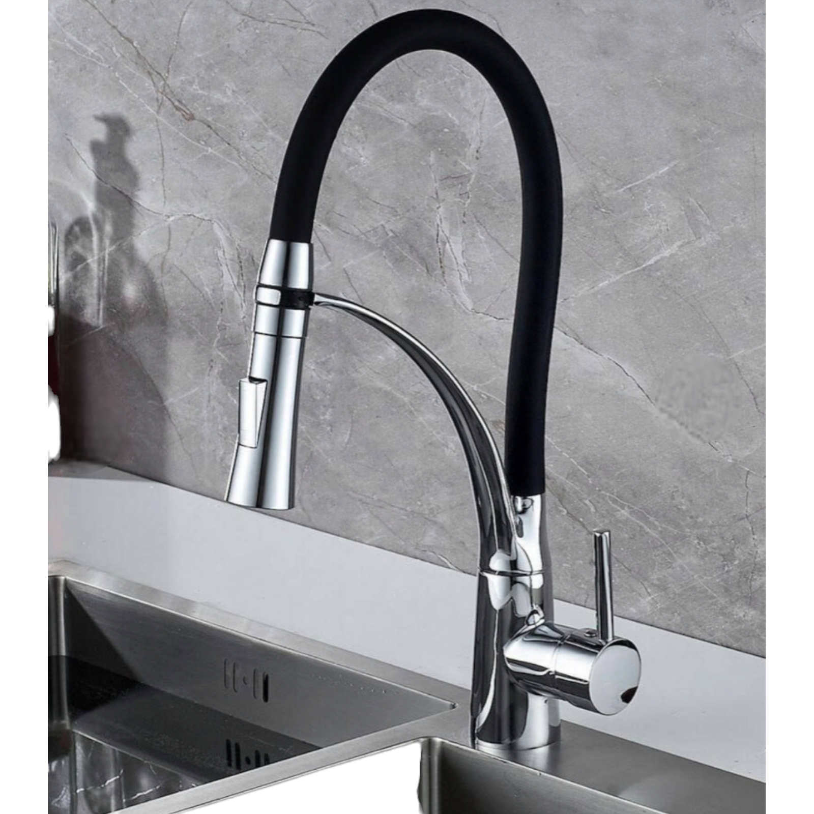 Смесител за кухня със силиконов чучур, Сребрист 7655655C-W05