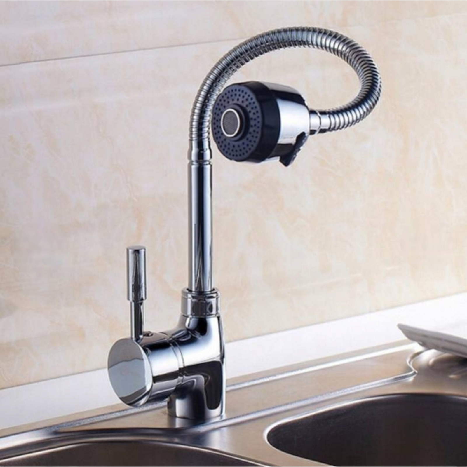 Смесител за кухня с гъвкав чучур, Хром DDM0051