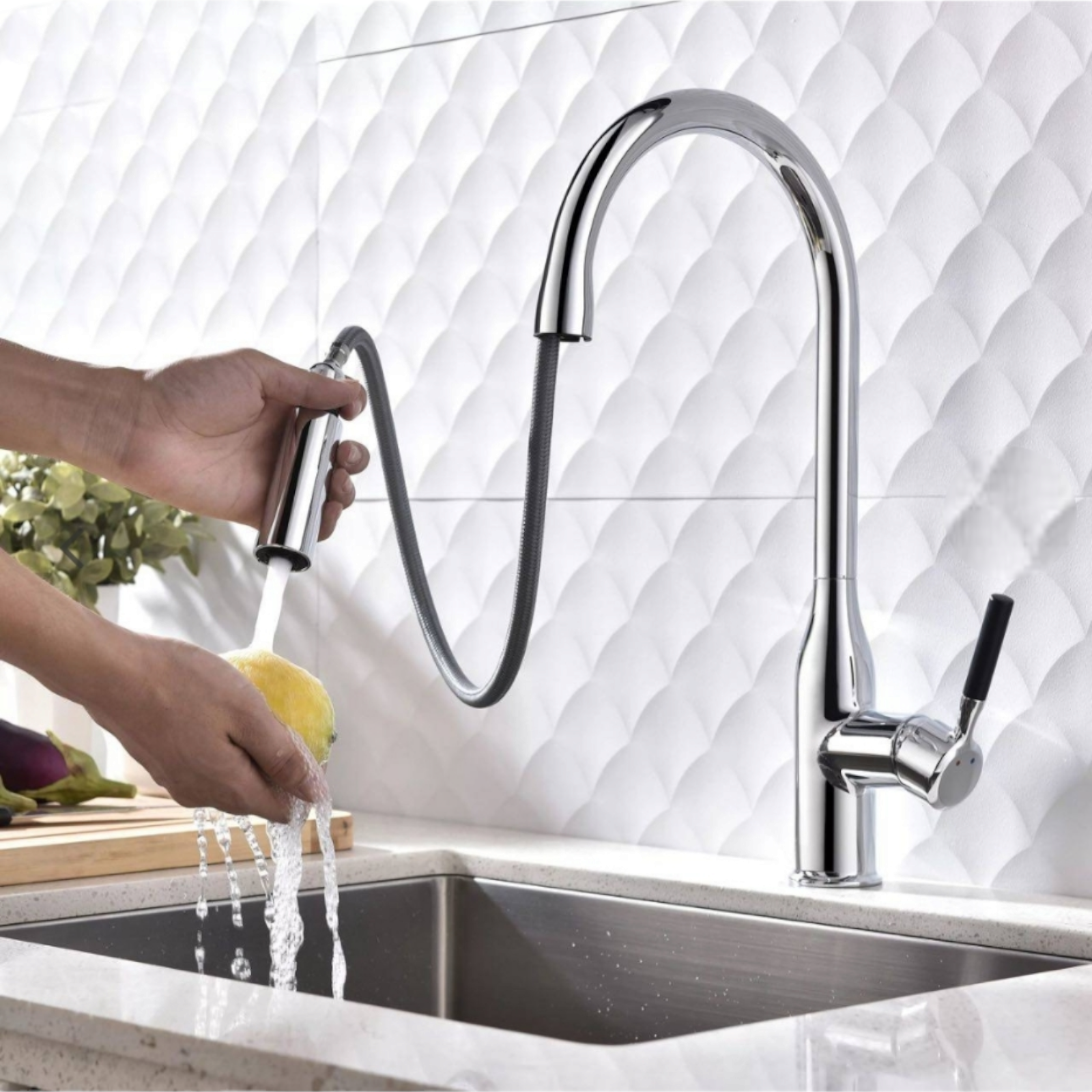 Смесител за кухненски умивалник, Сребрист TCL-8033