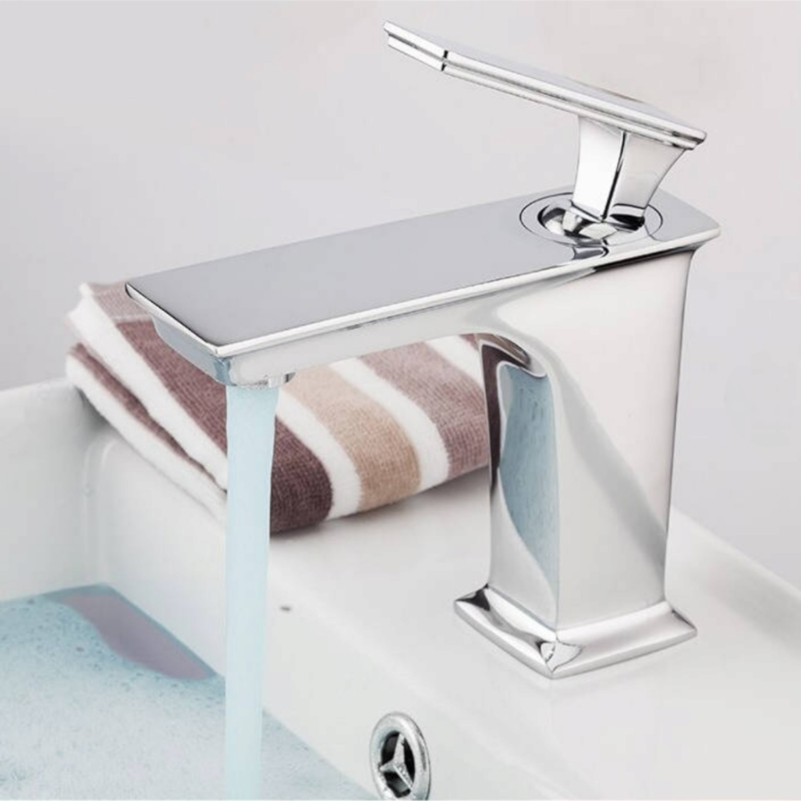 Смесител за умивалник стоящ тип, Сребрист ELVA-003