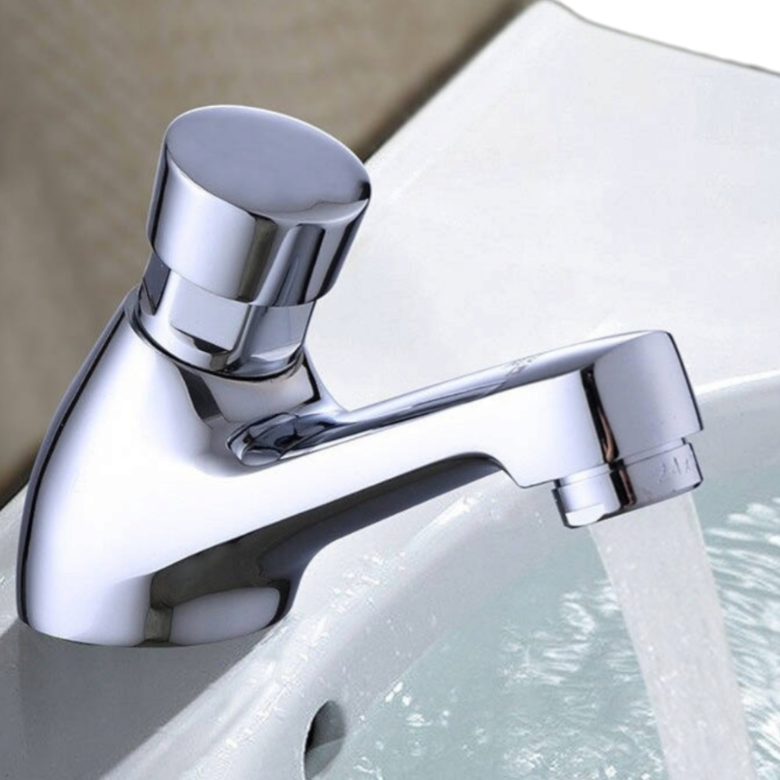 Смесител за мивка със студена вода с таймер, Сребрист 0107C