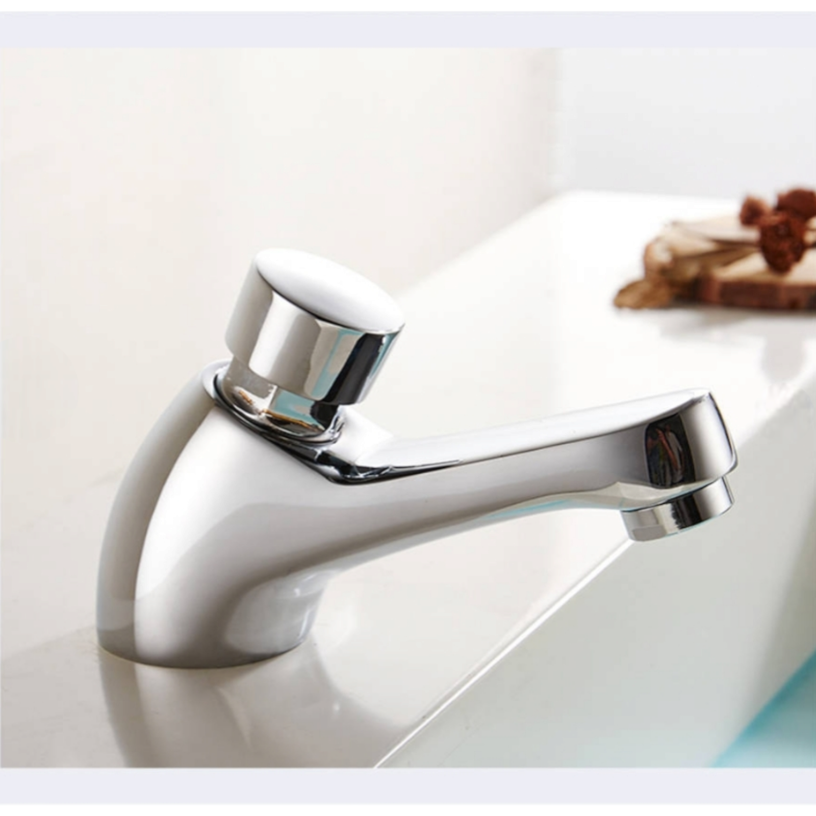 Смесител за мивка със студена вода с таймер, Сребрист 0107C