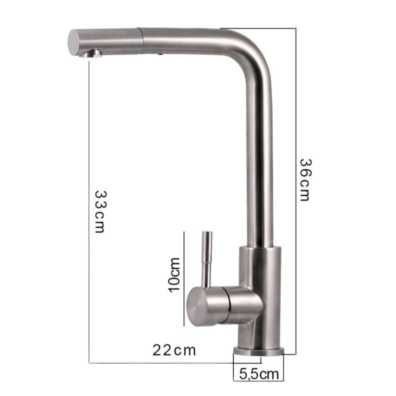 Смесител за кухня с издърпващ се чучур, Сребрист PT-7100