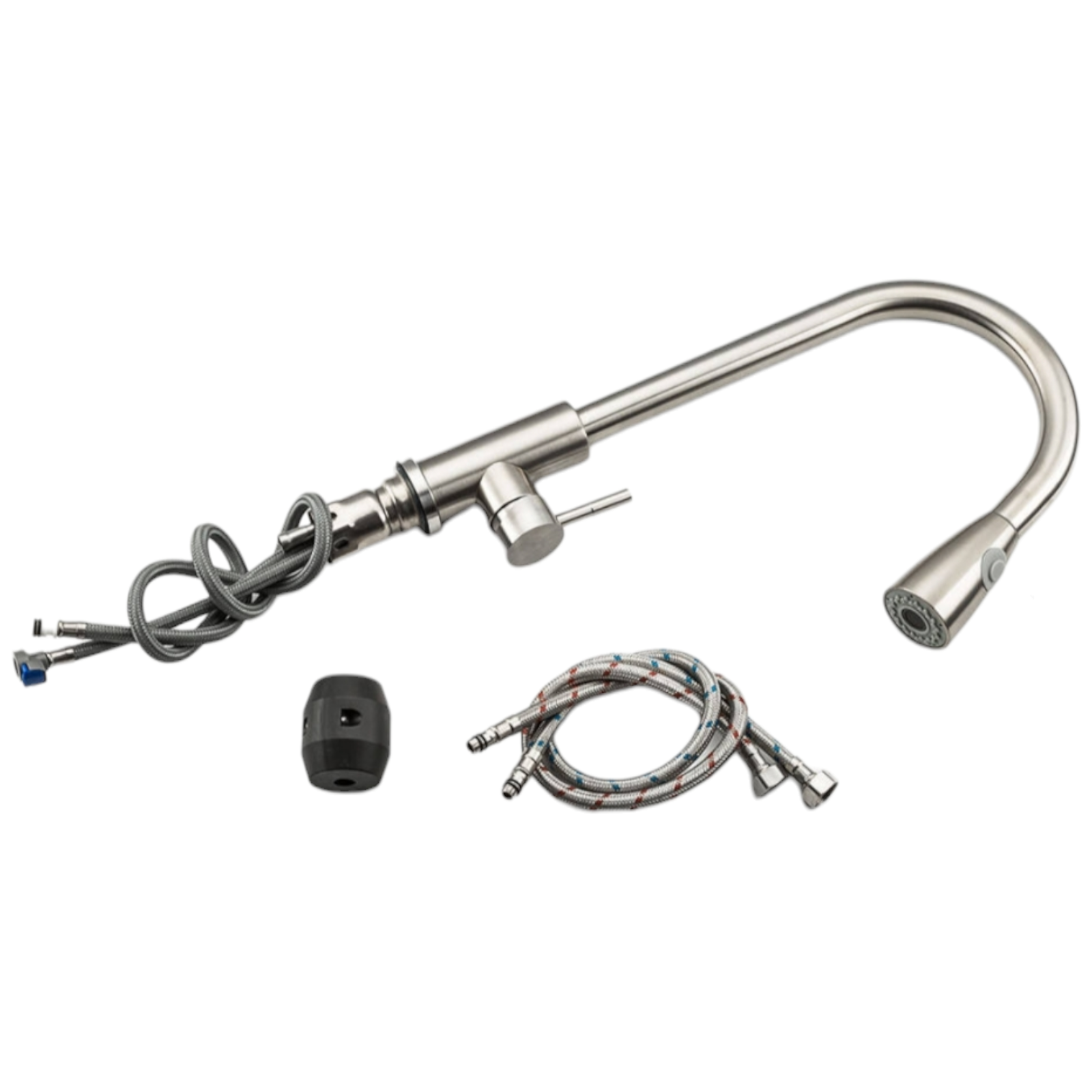 Смесител за кухня с издърпващ се чучур, Сребрист QC5125LS