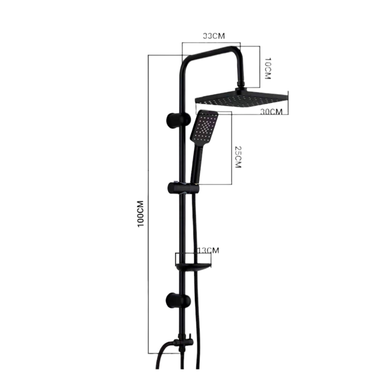 Душ комплект без смесител, Черен ZN-001