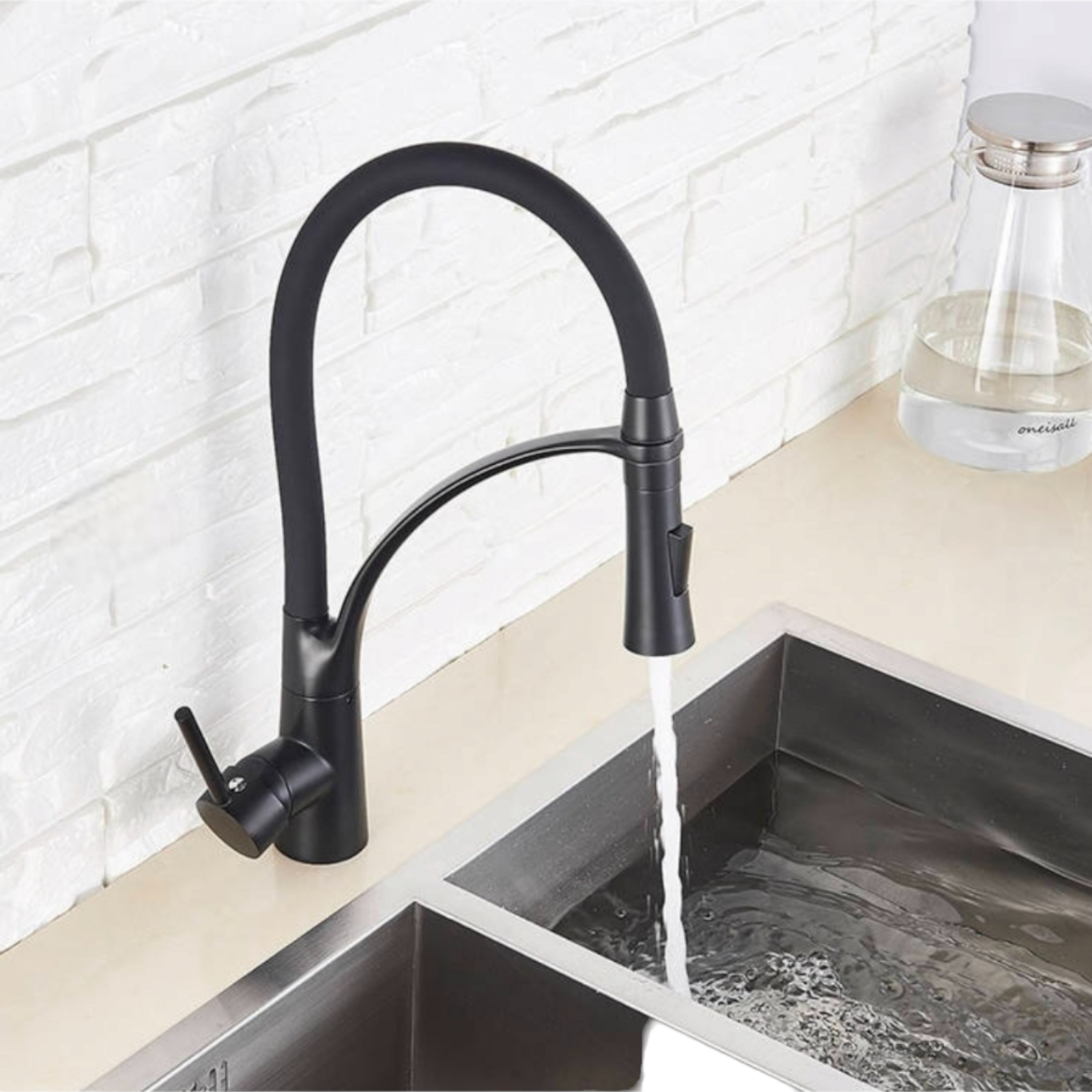 Смесител за кухненски умивалник, Черен PT-7197B