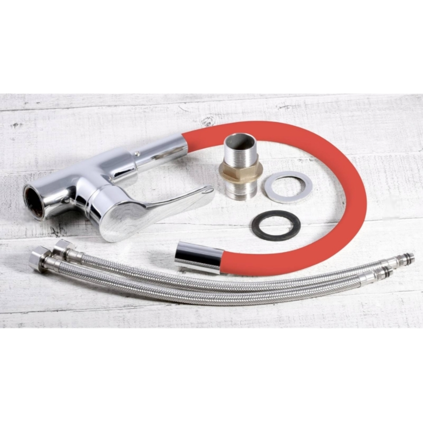 Смесител за кухня с гъвкав чучур,  Червен TSTR