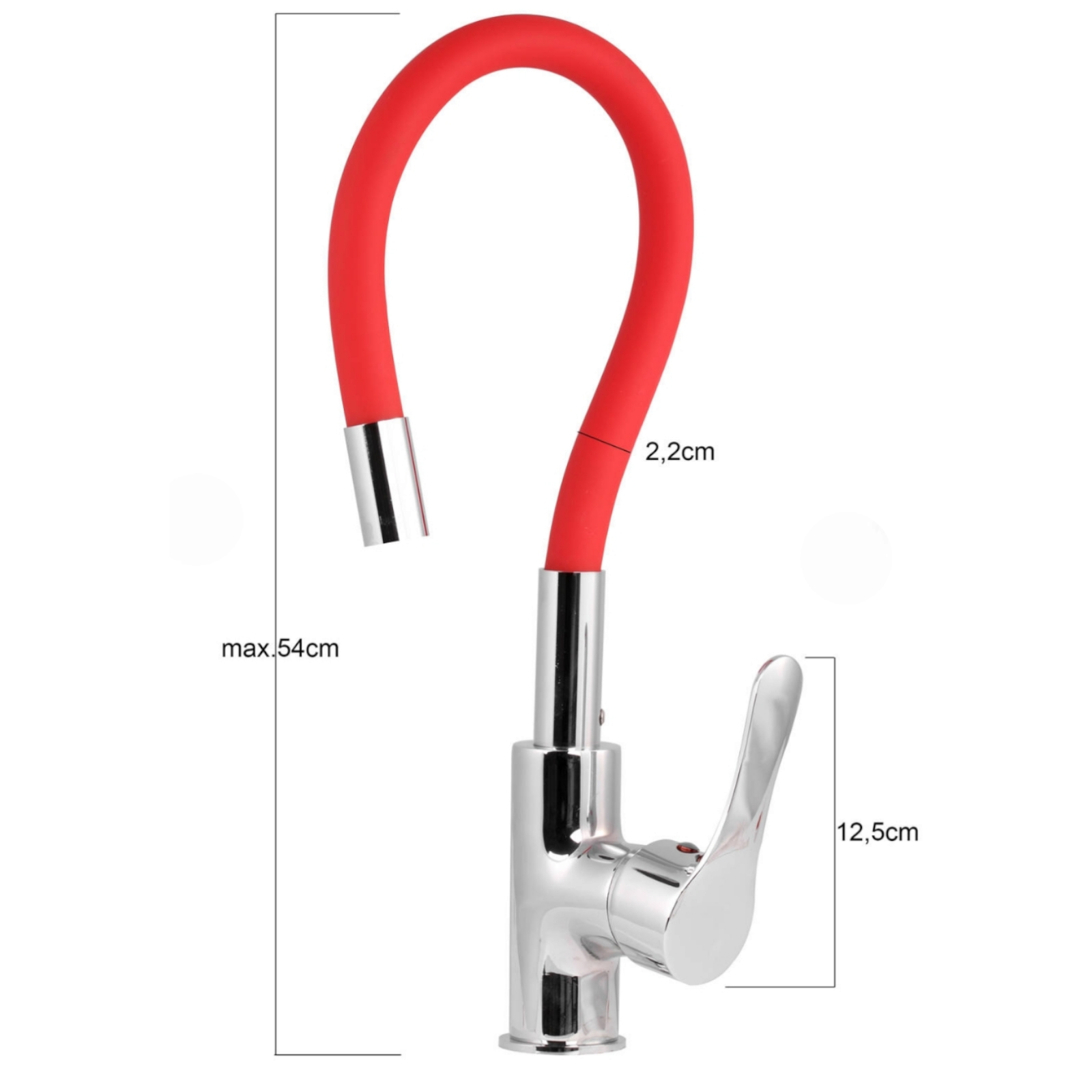 Смесител за кухня с гъвкав чучур,  Червен TSTR