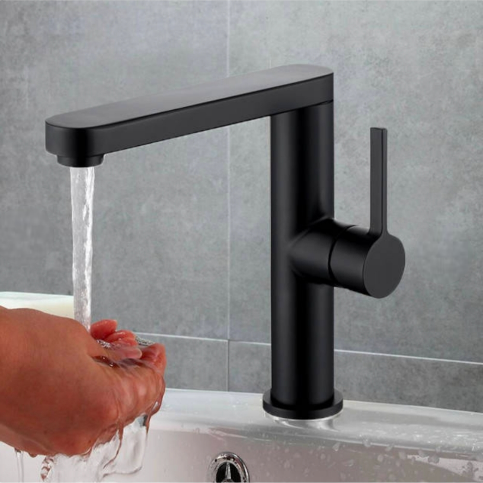 Смесител за умивалник стоящ, Черен 9107H