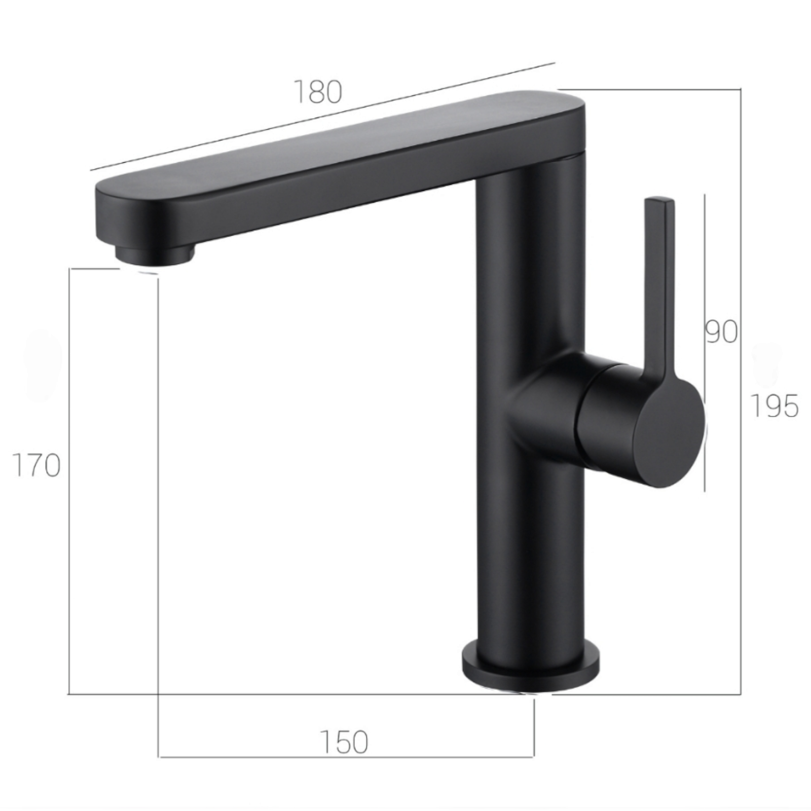 Смесител за умивалник стоящ, Черен 9107H