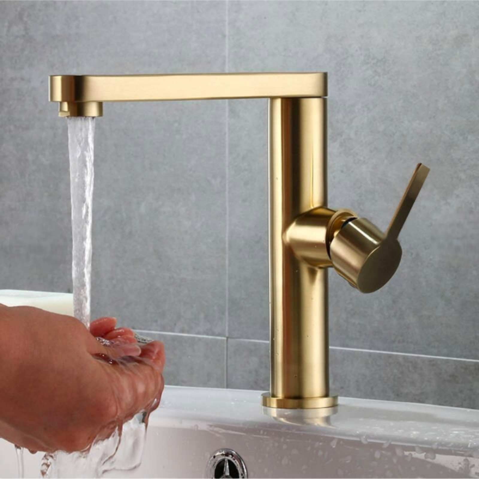 Смесител за умивалник стоящ, Златист 9107D