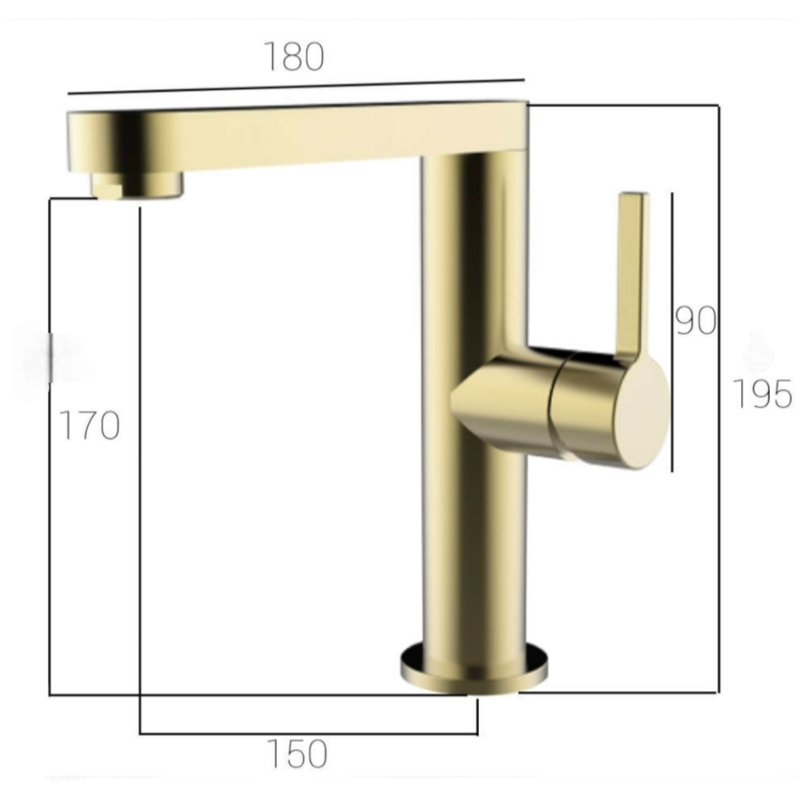 Смесител за умивалник стоящ, Златист 9107D