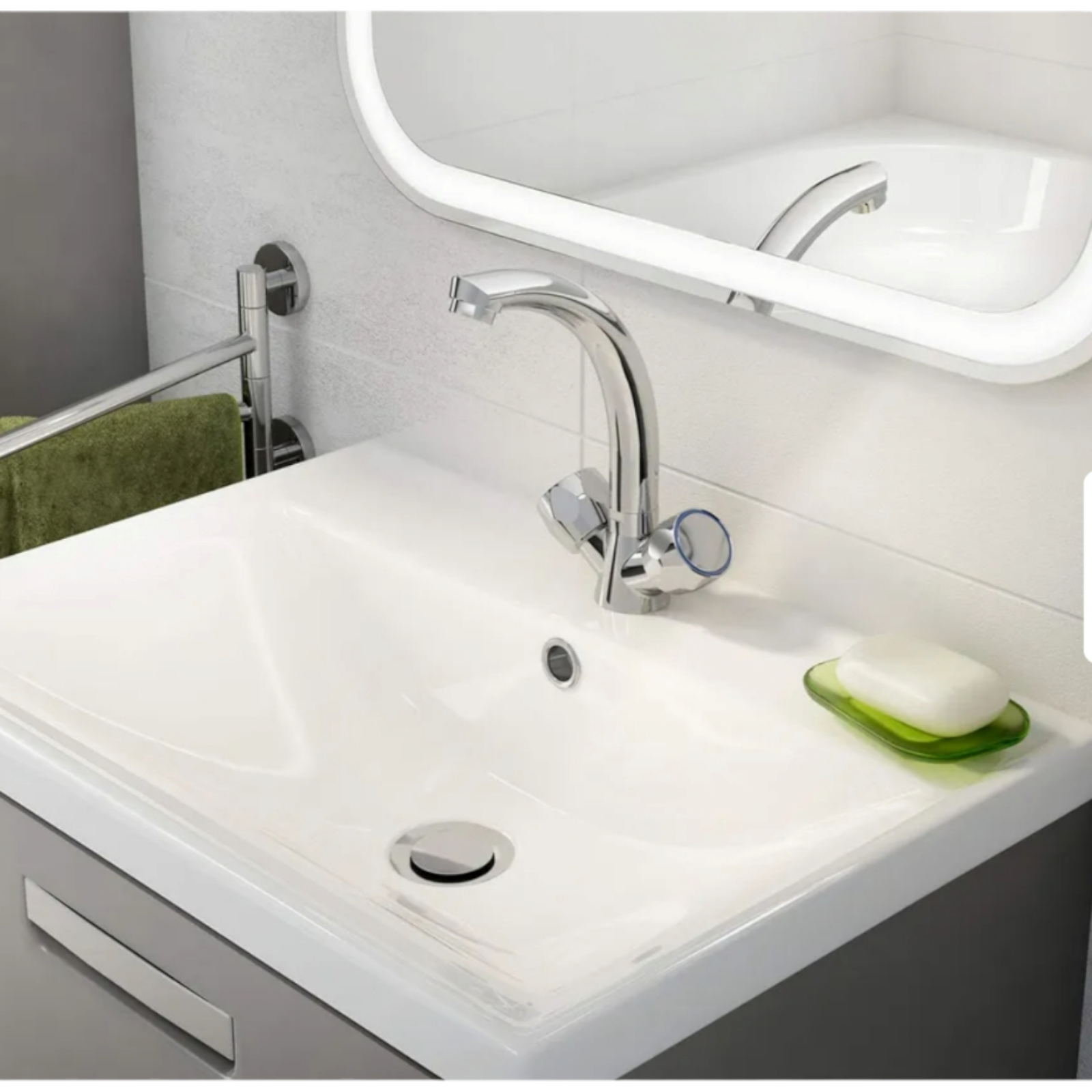 Смесител за умивалник класически, Сребрист 1235-2