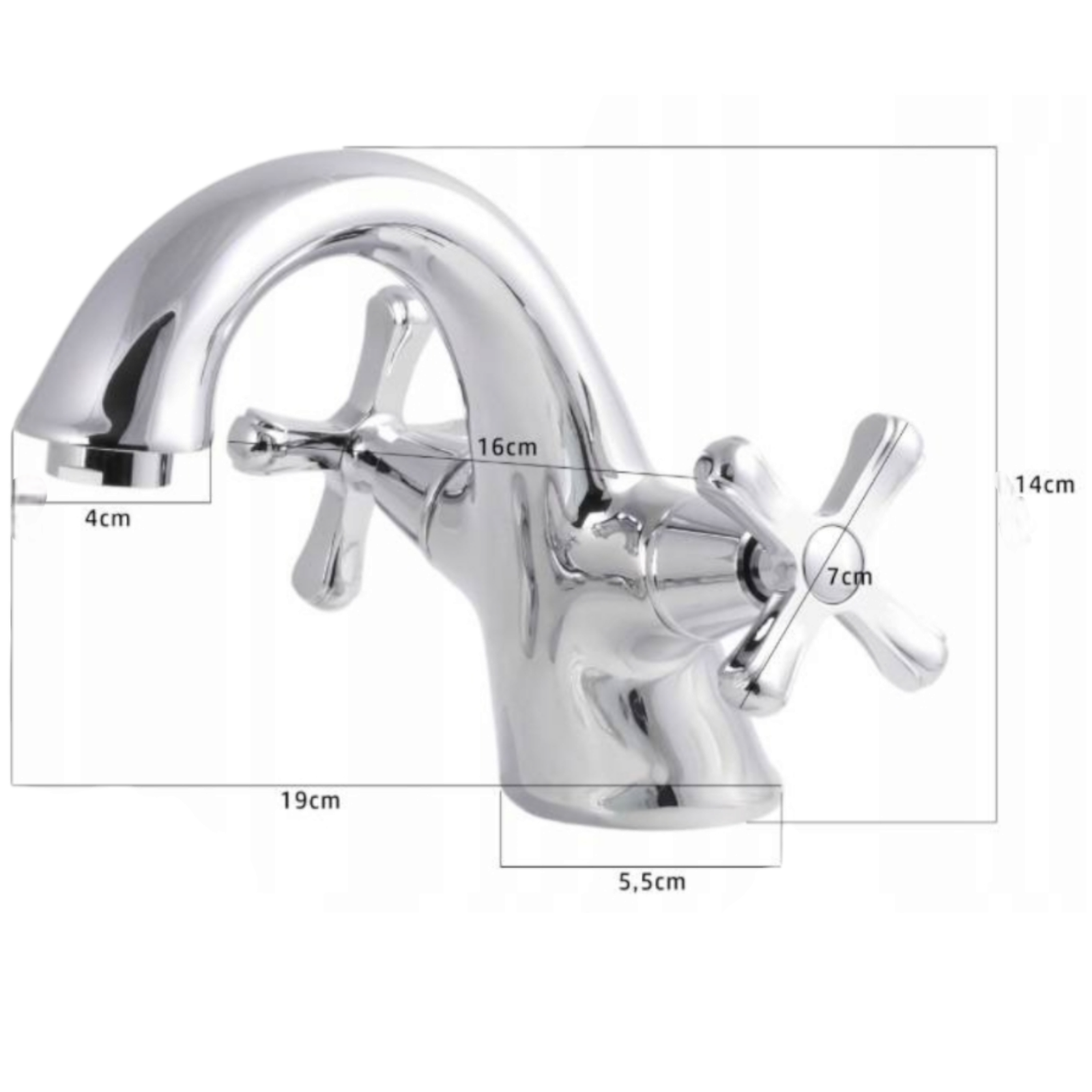 Смесител за умивалник в ретро стил, Сребрист 1005005C