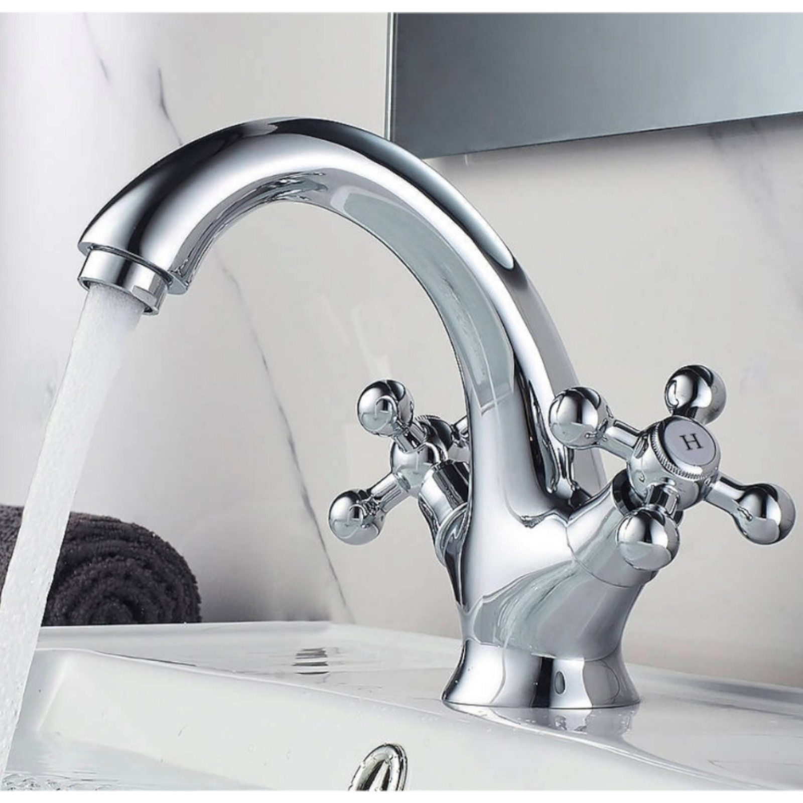 Смесител за умивалник в ретро стил, Сребрист OD-10 (9013)