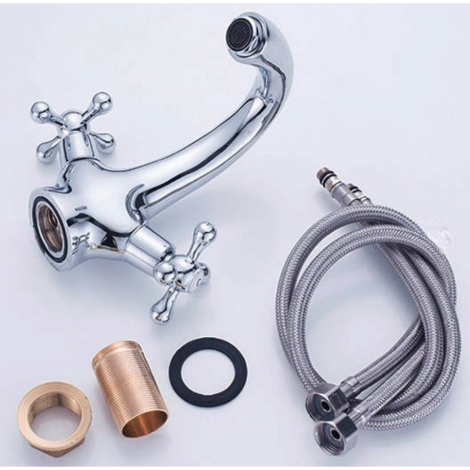 Смесител за умивалник в ретро стил, Сребрист OD-10 (9013)