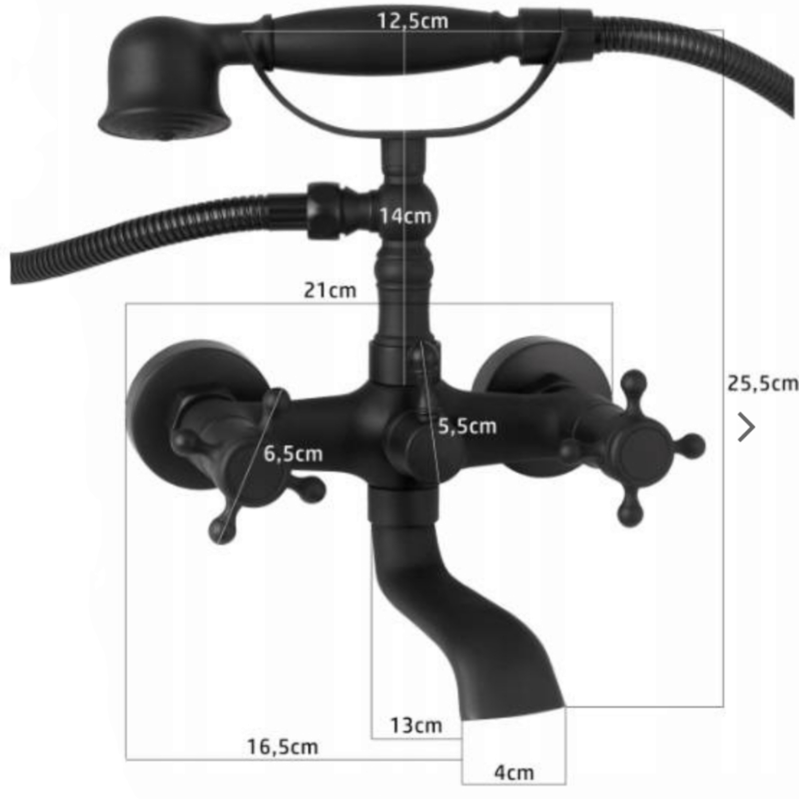 Смесител за баня с душ слушалка ретро, Черен DDM007
