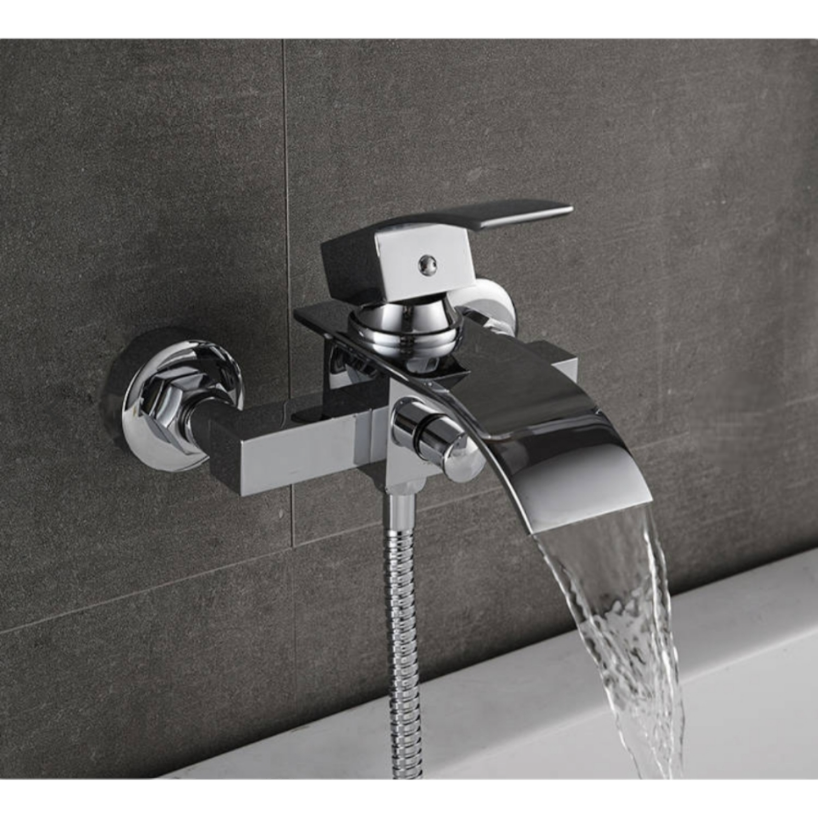 Смесител за душ/вана каскаден тип, Сребрист TFSL-01