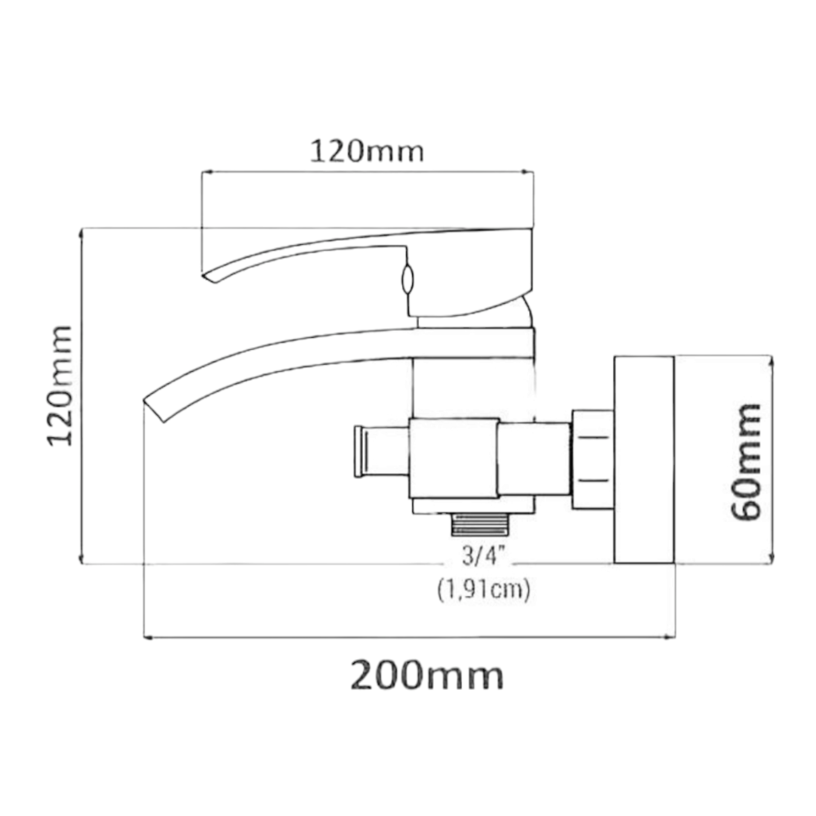 Смесител за душ/вана каскаден тип, Черен TFSL-01B