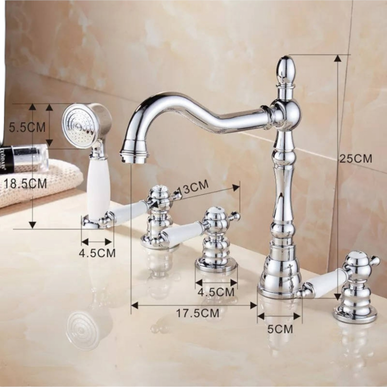 Смесител за вана от три части, Сребрист HF0048