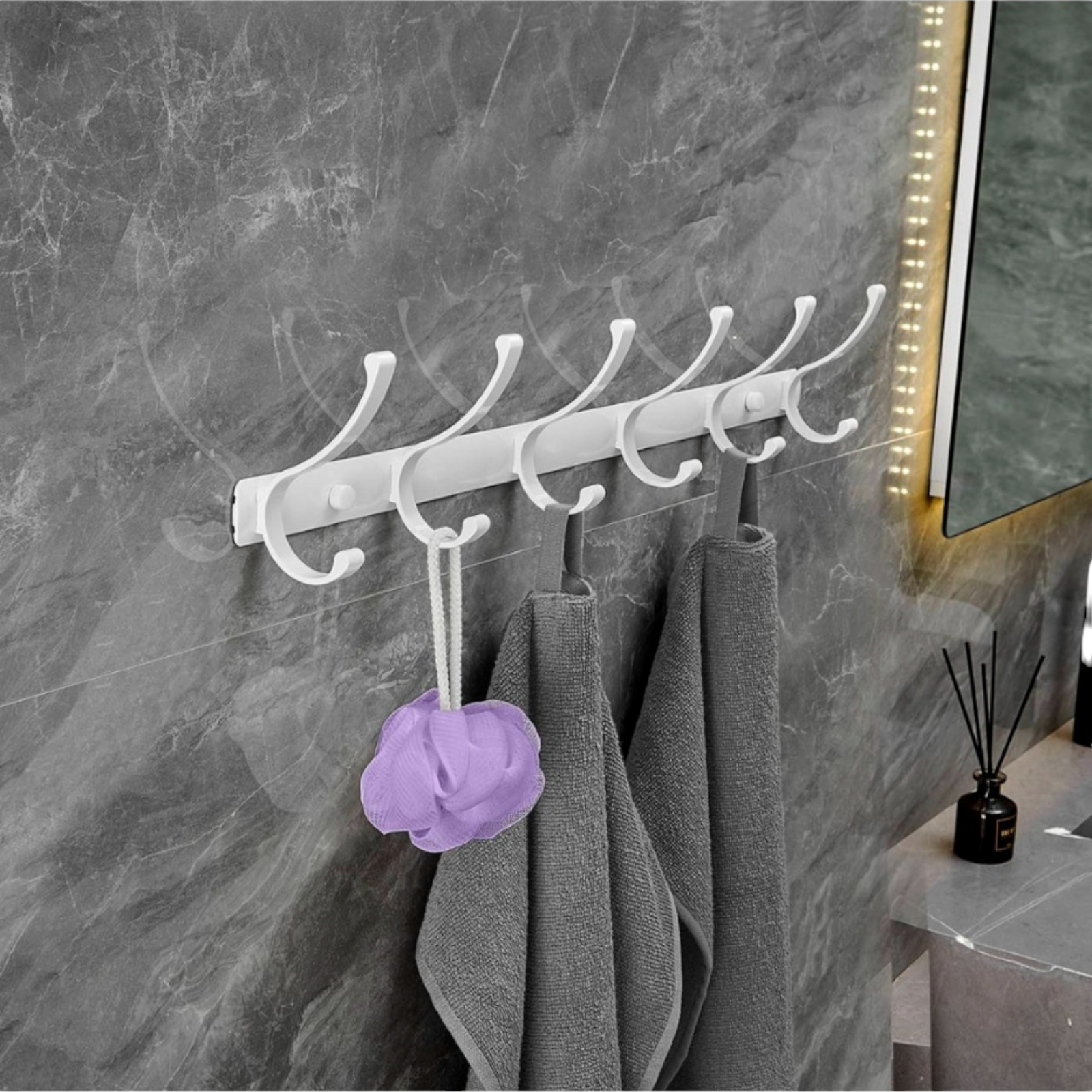 Закачалка с шест куки, Бяла AR880099-6W