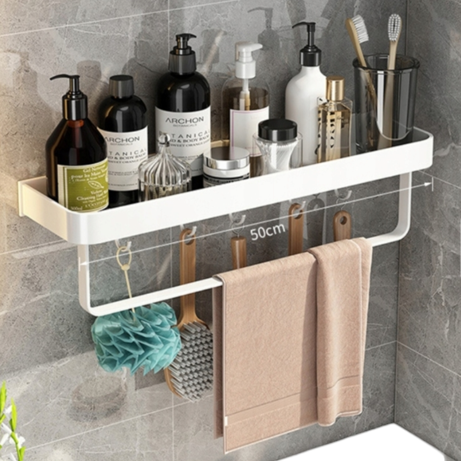 Рафт за баня 50см, Бял POLKA010