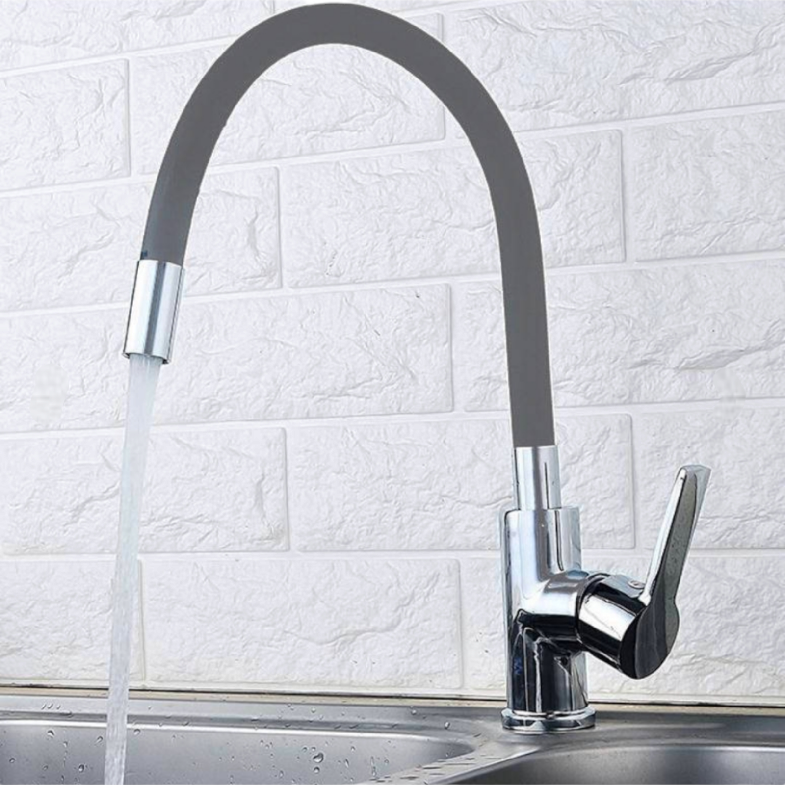 Чучур за смесител, висок в Бяло и Сиво WY003