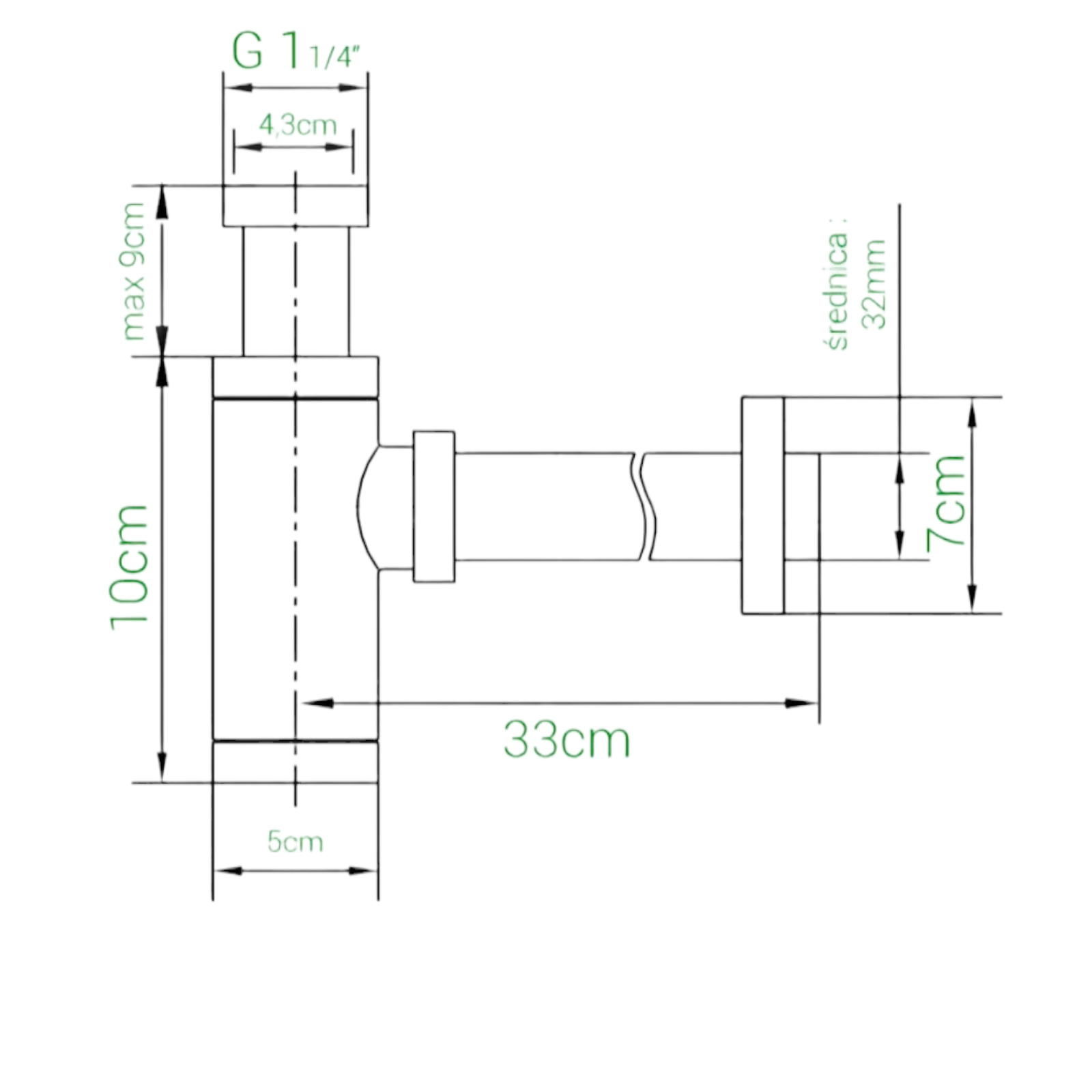 Сифон за умивалник, Хром K-3008